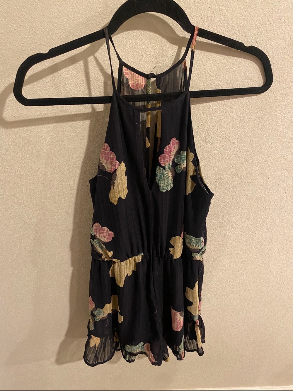 Illa Illa Blue Floral Halter Women's Romper Size Small